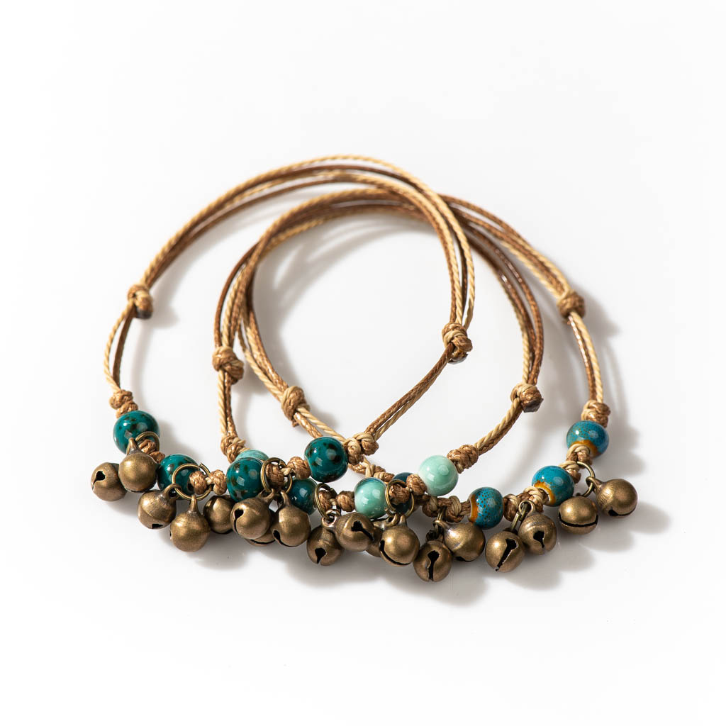 Ceramic Link Bracelet - اليدوية السيراميك ريترو ستايل الخرز قابل
