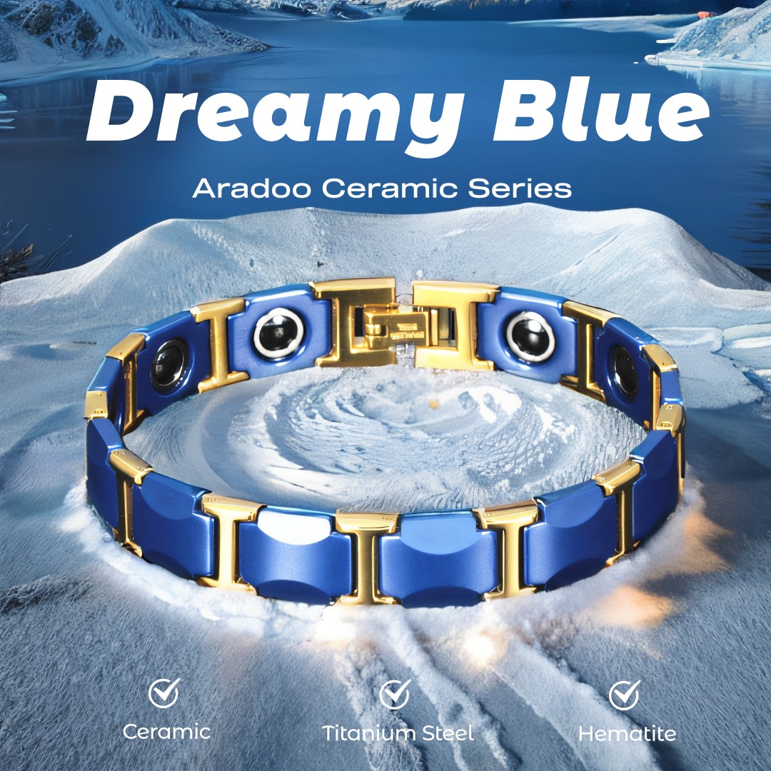 Ceramic Link Bracelet - حالمة الأزرق السيراميك سوار التيتانيوم الصلب