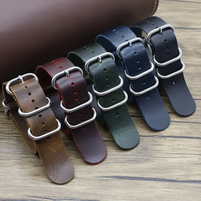 Nylon Nato Strap - خمر جلد طبيعي أشرطة ساعات يد