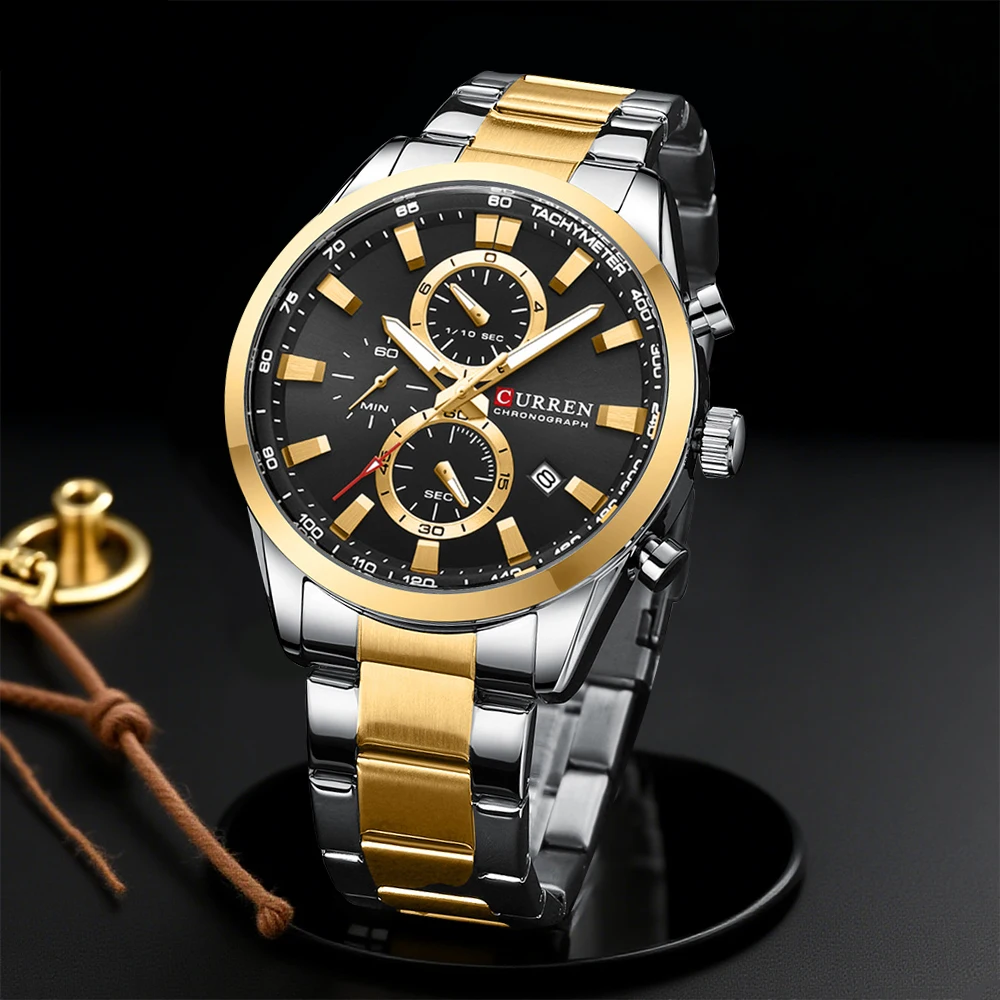 Accessories With Watch - CURREN ساعات كوارتز كرونو رياضية كاجوال