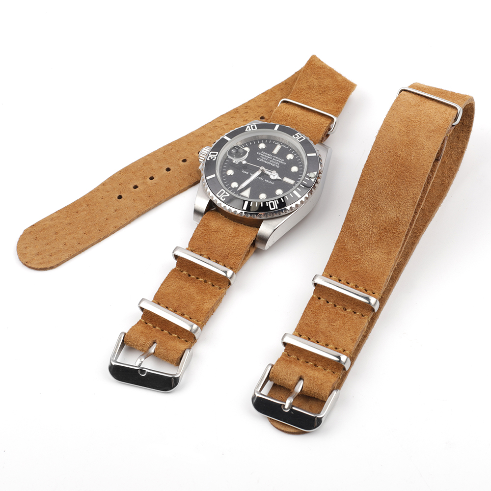 Nylon Nato Strap - لينة الرجعية الجلد المدبوغ حزام جلد