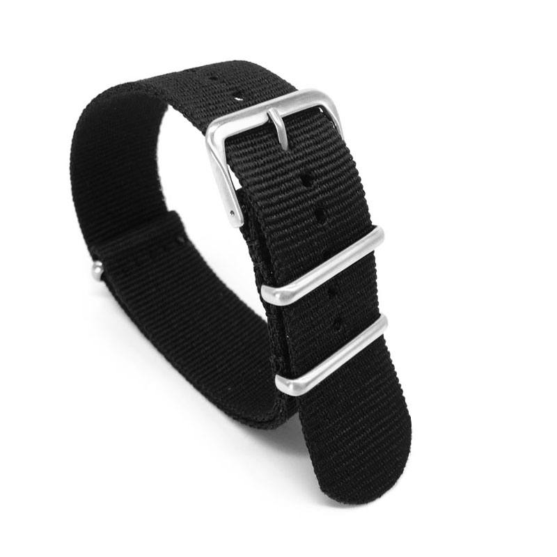 Nylon Nato Strap - حزام نايلون أسود لساعات 16 مللي