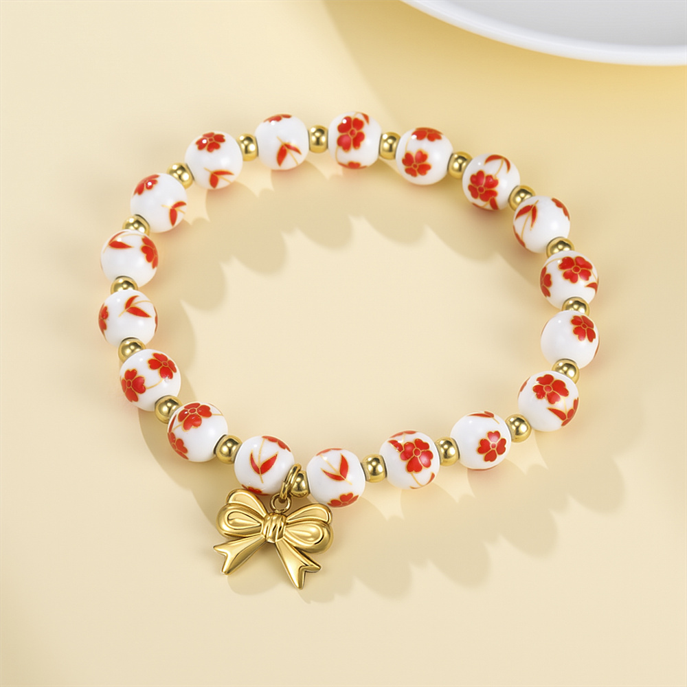 Ceramic Link Bracelet - أساور خرز سيراميك ملونة للنساء بتصميم