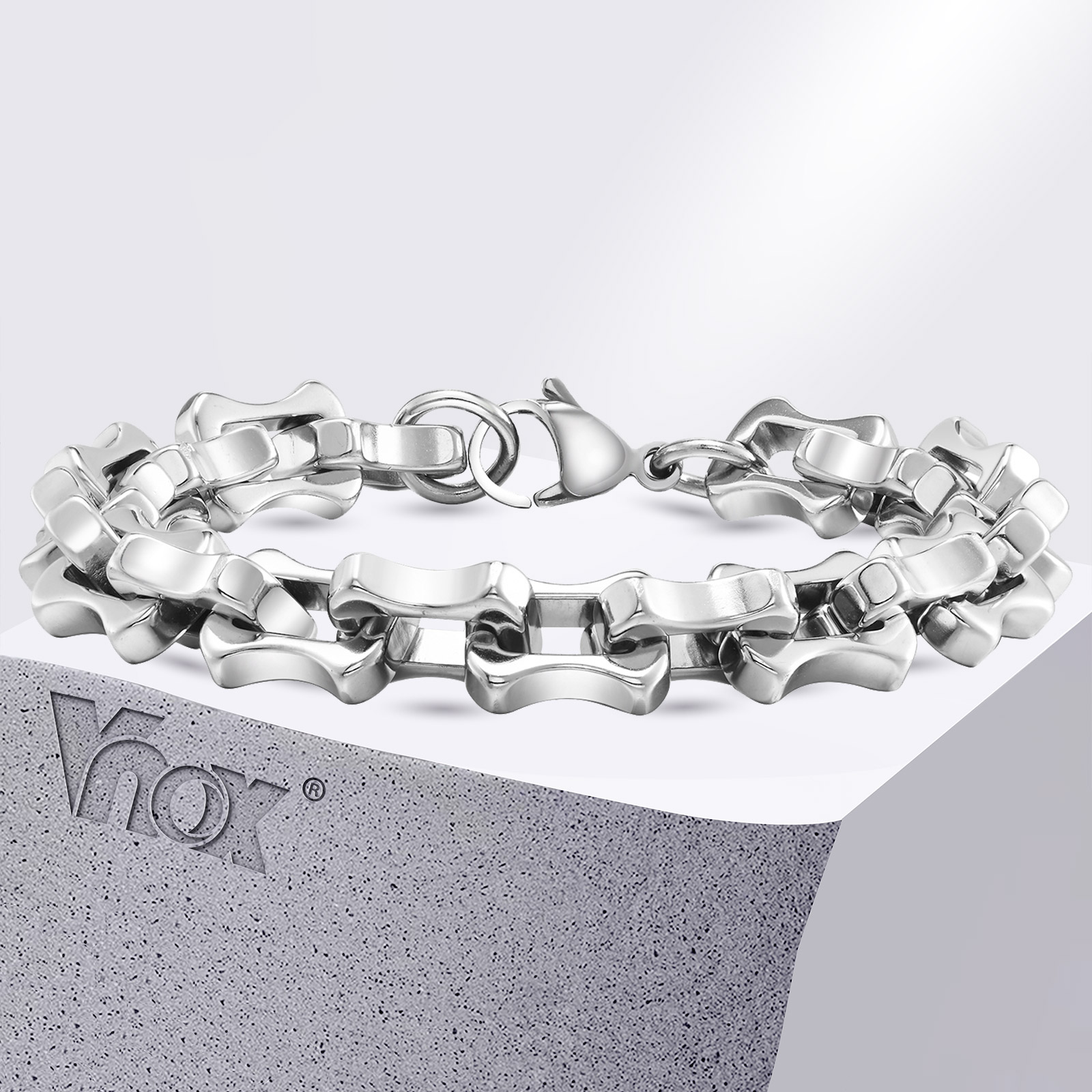 Ceramic Link Bracelet - أساور سلسلة Vnox الثقيلة الجريئة للرجال