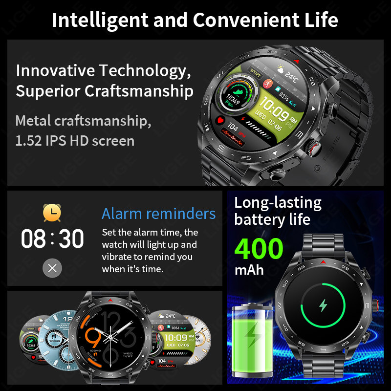 ساعة ذكية LIGE مع سماعات أذن ب - مراجعة Smartwatch Headset وسعره