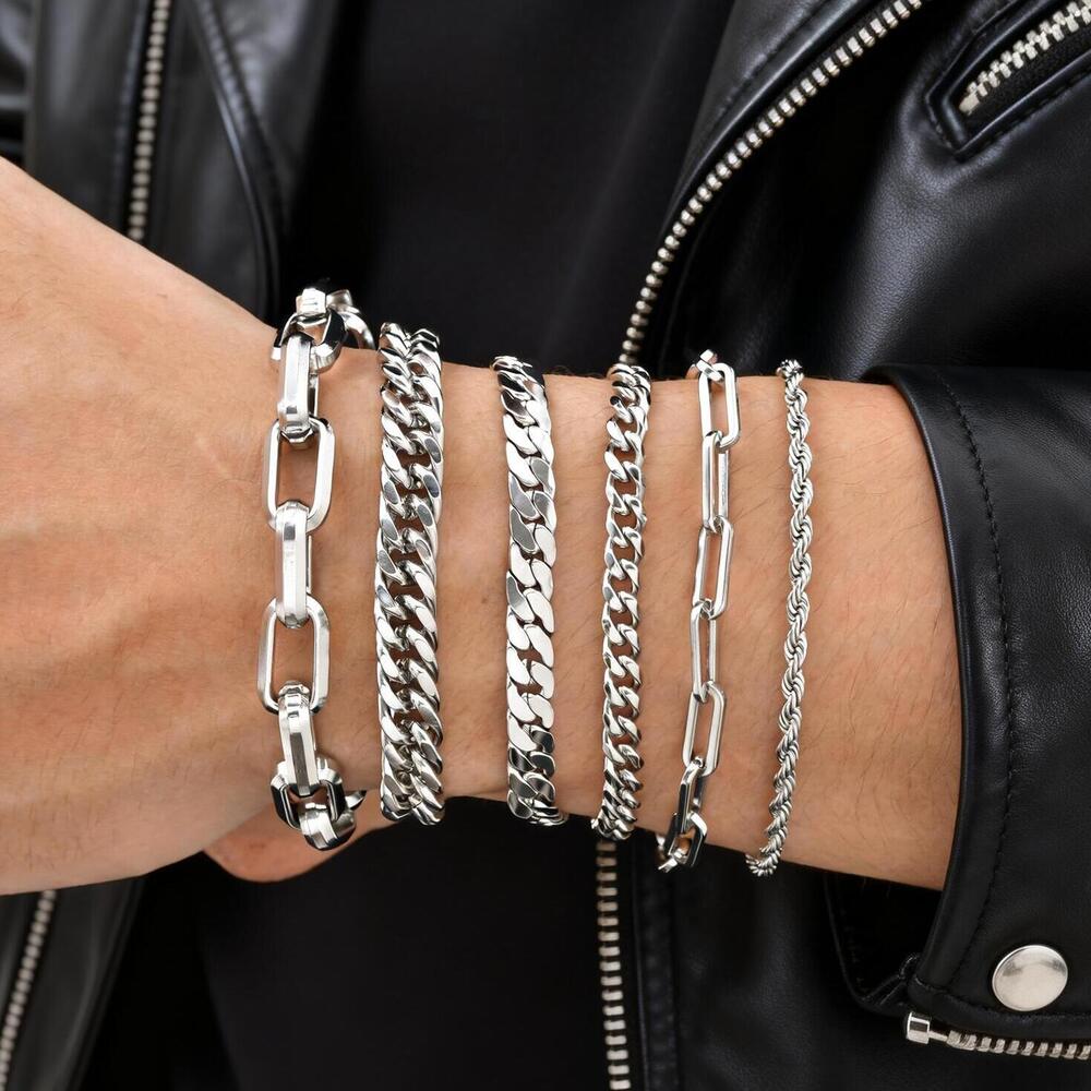 أساور سلسلة فضية اللون للرجال  - مراجعة Ceramic Link Bracelet وسعره