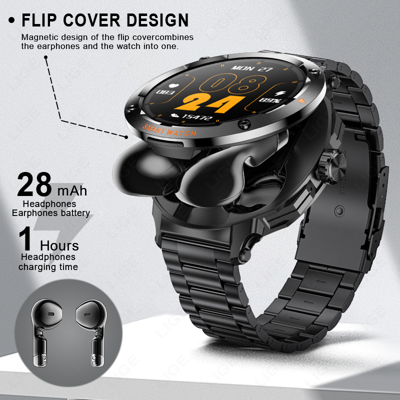 جديد الرجال 2 في 1 سماعة ساعة  - مراجعة Smartwatch Headset وسعره