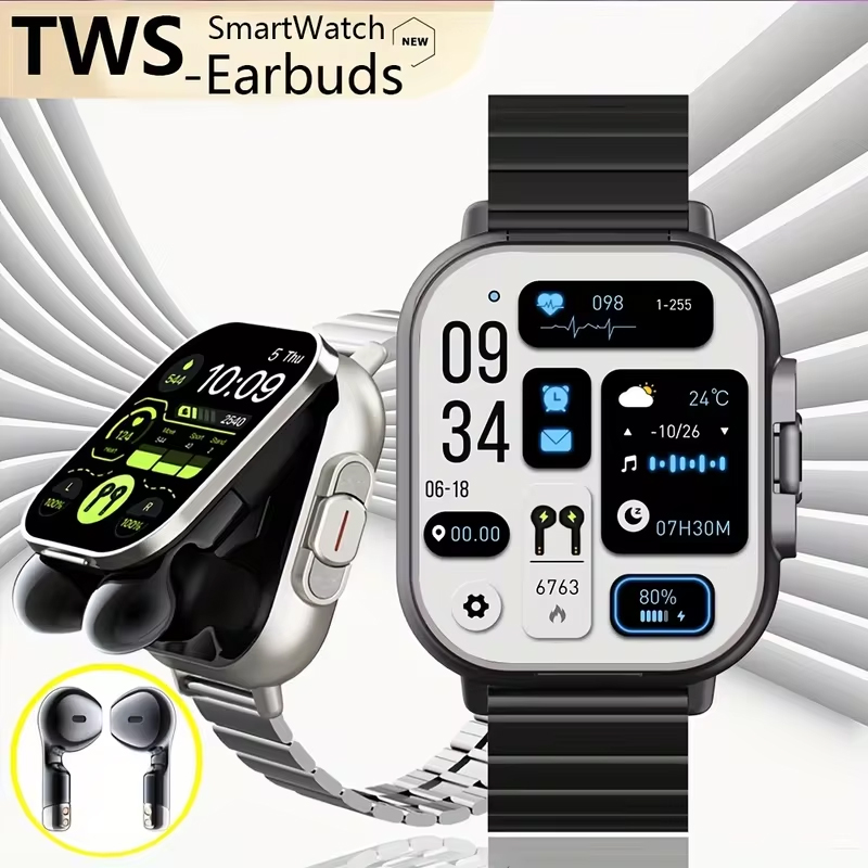 NFC ساعة ذكية TWS 2 في 1 سماعة - مراجعة Smartwatch Headset وسعره
