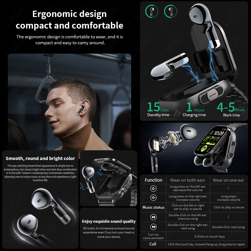 NFC ساعة ذكية TWS 2 في 1 سماعة - مراجعة Smartwatch Headset وسعره