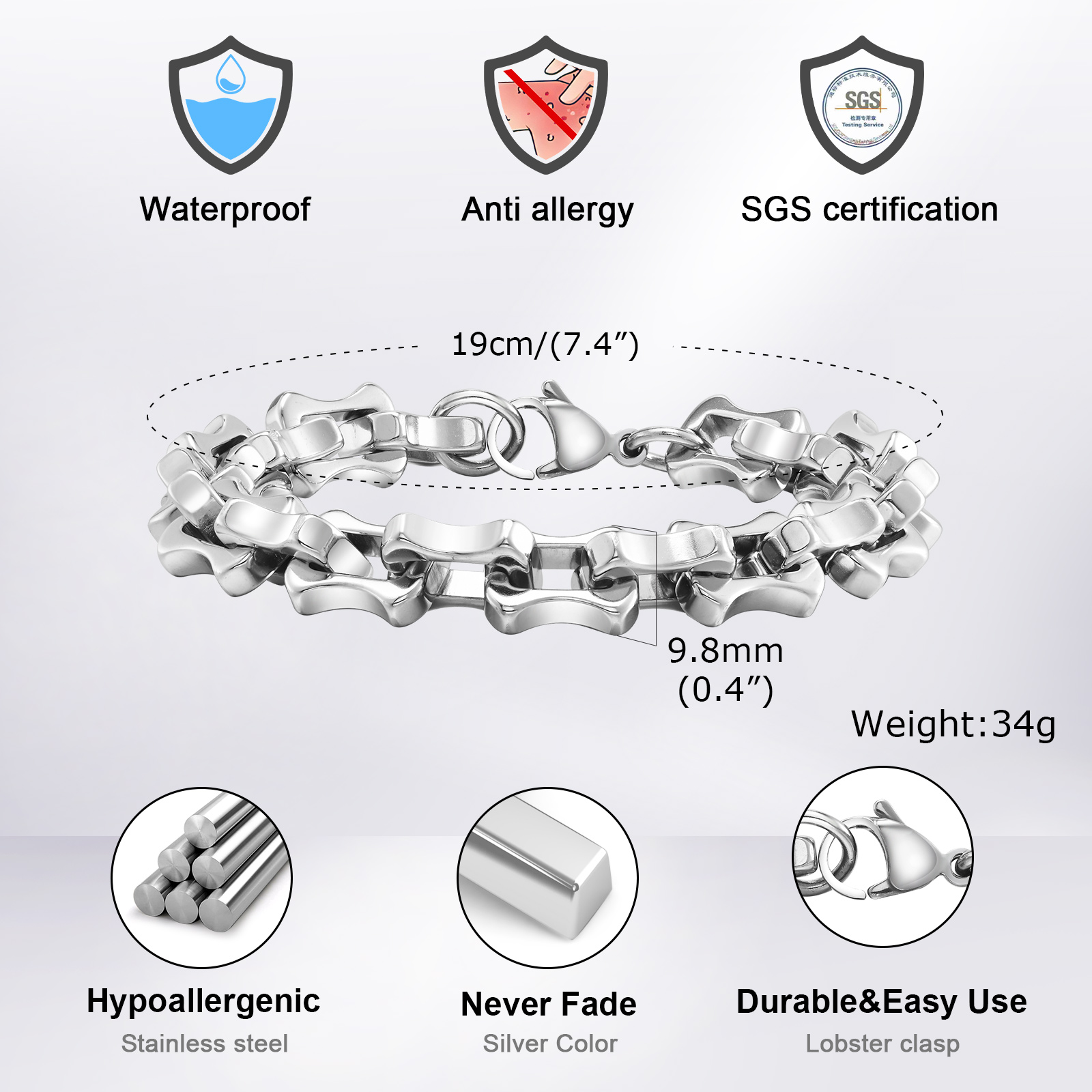 أساور سلسلة Vnox الثقيلة الجري - مراجعة Ceramic Link Bracelet وسعره