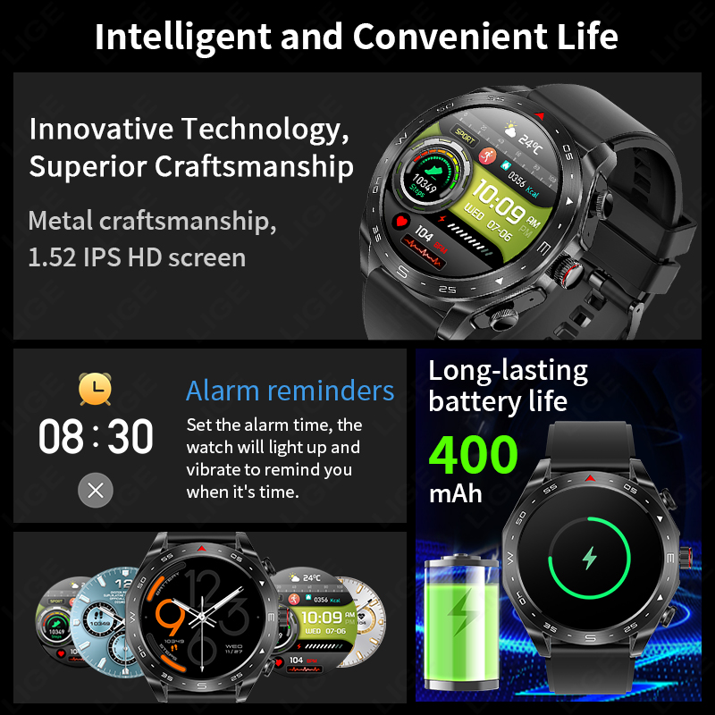 LIGE-ساعة ذكية مقاومة للماء مع - مراجعة Smartwatch Headset وسعره